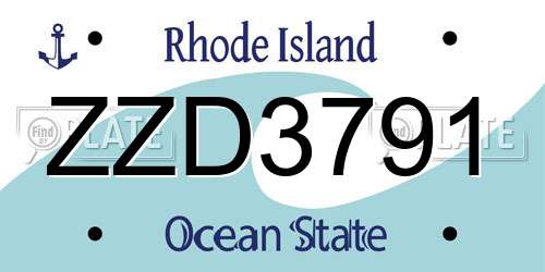 ZZD3791 Rhode Island License Plate