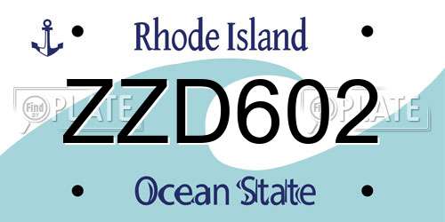 ZZD602 Rhode Island License Plate