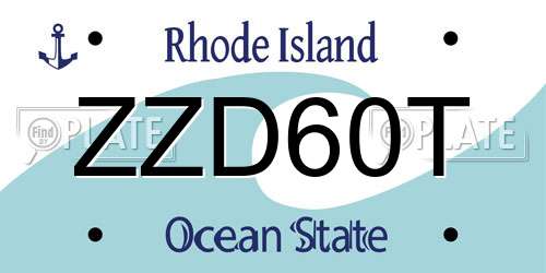 ZZD60T Rhode Island License Plate