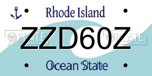 ZZD60Z Rhode Island License Plate