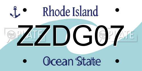 ZZDG07 Rhode Island License Plate