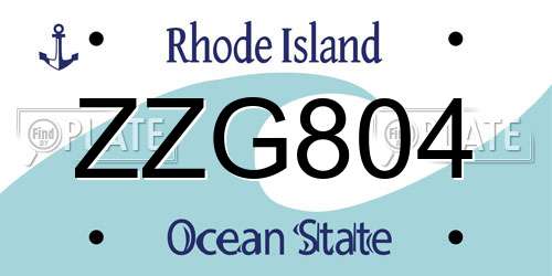 ZZG804 Rhode Island License Plate