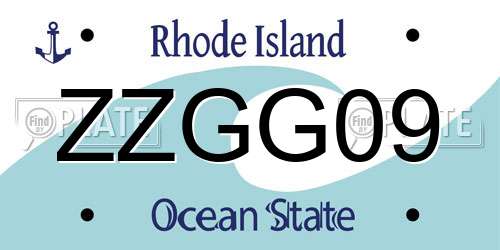 ZZGG09 Rhode Island License Plate