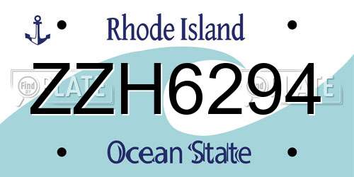 ZZH6294 Rhode Island License Plate