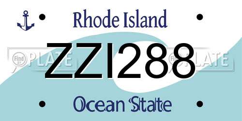ZZI288 Rhode Island License Plate