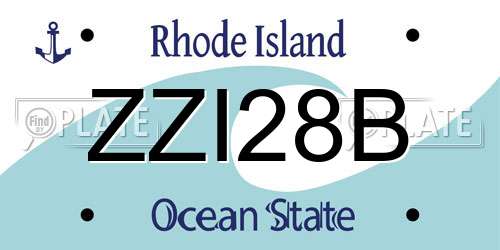 ZZI28B Rhode Island License Plate