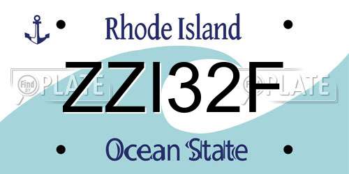 ZZI32F Rhode Island License Plate