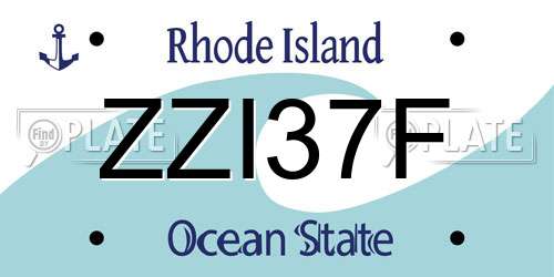 ZZI37F Rhode Island License Plate