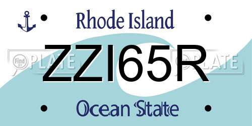 ZZI65R Rhode Island License Plate
