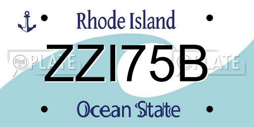 ZZI75B Rhode Island License Plate