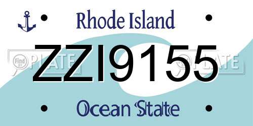 ZZI9155 Rhode Island License Plate