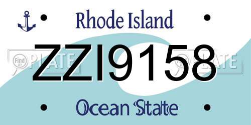 ZZI9158 Rhode Island License Plate