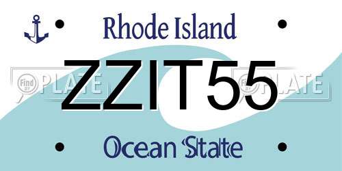 ZZIT55 Rhode Island License Plate
