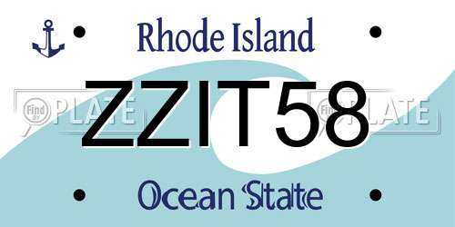 ZZIT58 Rhode Island License Plate