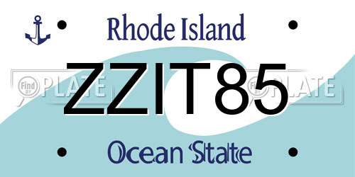 ZZIT85 Rhode Island License Plate