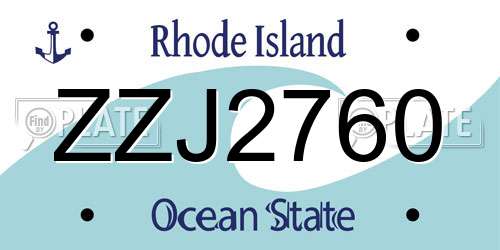 ZZJ2760 Rhode Island License Plate