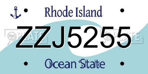 ZZJ5255 Rhode Island License Plate