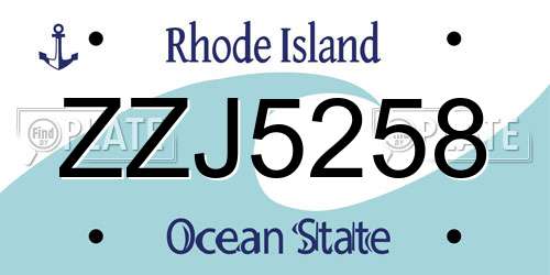 ZZJ5258 Rhode Island License Plate