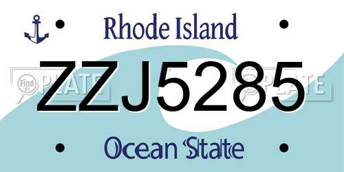 ZZJ5285 Rhode Island License Plate