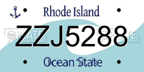 ZZJ5288 Rhode Island License Plate