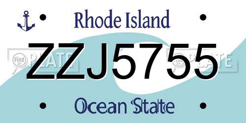 ZZJ5755 Rhode Island License Plate