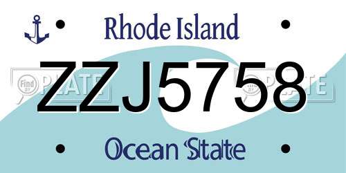 ZZJ5758 Rhode Island License Plate