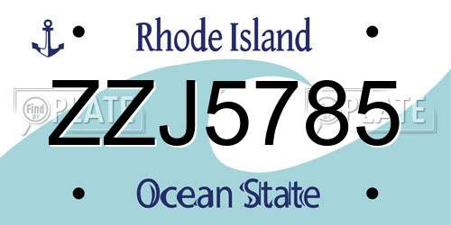 ZZJ5785 Rhode Island License Plate