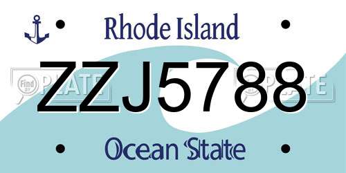 ZZJ5788 Rhode Island License Plate