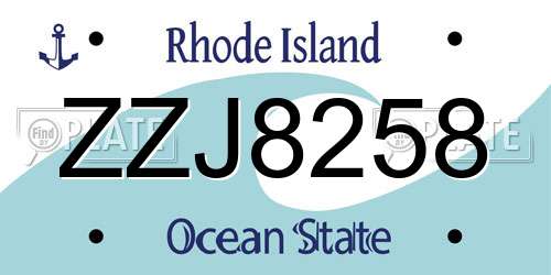 ZZJ8258 Rhode Island License Plate