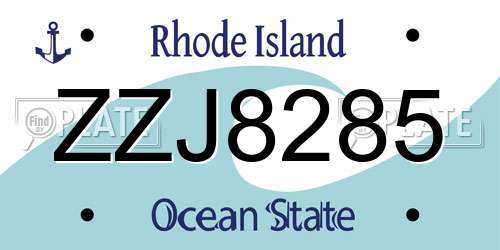 ZZJ8285 Rhode Island License Plate