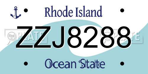 ZZJ8288 Rhode Island License Plate