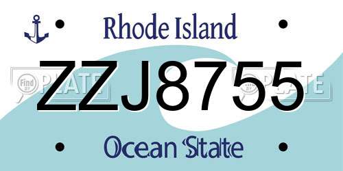 ZZJ8755 Rhode Island License Plate