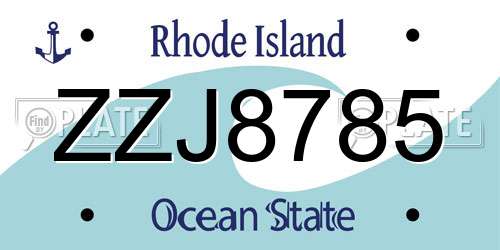 ZZJ8785 Rhode Island License Plate