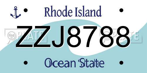 ZZJ8788 Rhode Island License Plate