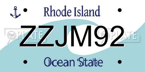 ZZJM92 Rhode Island License Plate