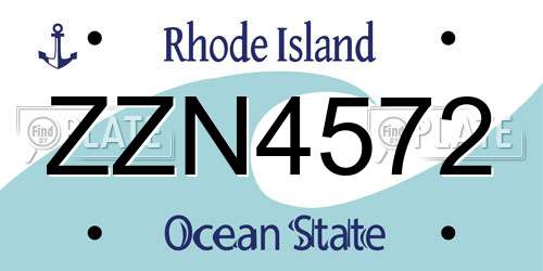 ZZN4572 Rhode Island License Plate