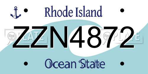 ZZN4872 Rhode Island License Plate