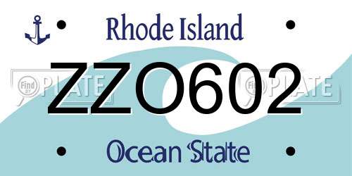 ZZO602 Rhode Island License Plate