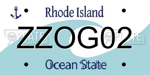 ZZOG02 Rhode Island License Plate