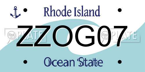 ZZOG07 Rhode Island License Plate