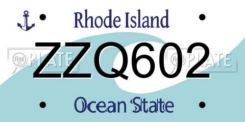 ZZQ602 Rhode Island License Plate