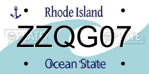 ZZQG07 Rhode Island License Plate