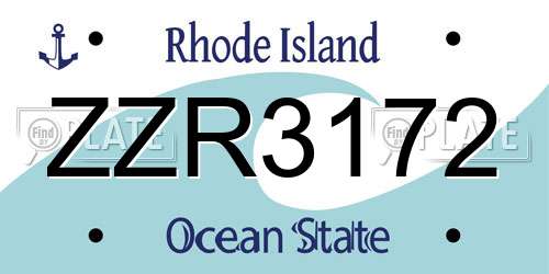 ZZR3172 Rhode Island License Plate