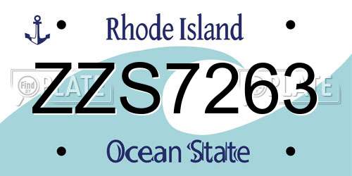 ZZS7263 Rhode Island License Plate