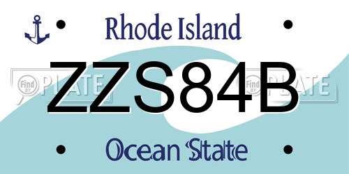 ZZS84B Rhode Island License Plate