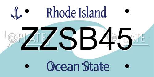 ZZSB45 Rhode Island License Plate