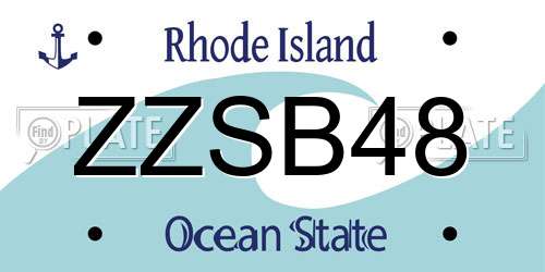 ZZSB48 Rhode Island License Plate
