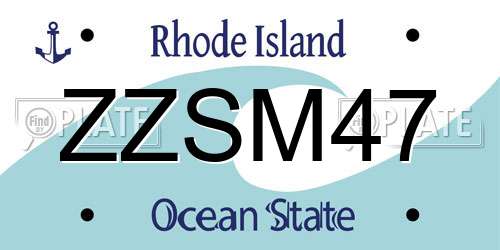 ZZSM47 Rhode Island License Plate