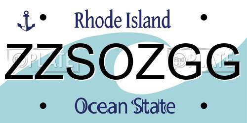 ZZSOZGG Rhode Island License Plate