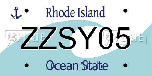 ZZSY05 Rhode Island License Plate